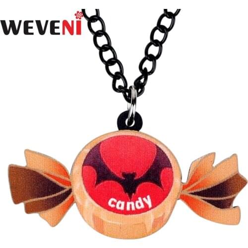 WEVENI Acrylic Halloween Novelty Bat Candy Necklace Choker Chain Fashion Unique Design Jewelry For Women Girls Gifts Accessories