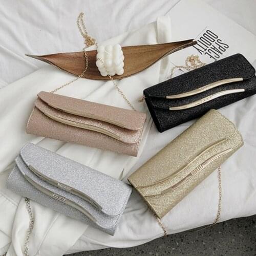 Women Glitter Sequined Envelope Clutch Evening Bag Banquet Prom Party Ladies Handbag with Crossbody Shoulder Chain Wedding Bride