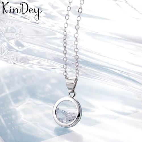 Kindey Korean Simple Silver Color Round Circle Necklaces Pendants for Women Statement Necklaces Christmas Gifts