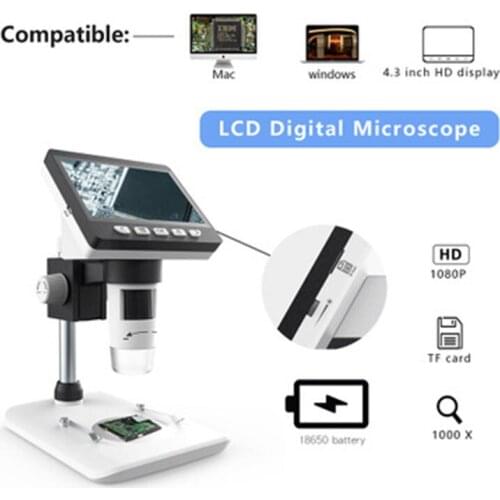 LCD Digital Microscope Camera for Mobile Phone Repair with High Brightness 8 LEDs and Built-in Lithium Battery