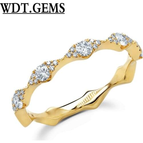 0.38 CT 10K Yellow Gold Round Cut Diamond Stackable Ring Eye Marquise Shape Band