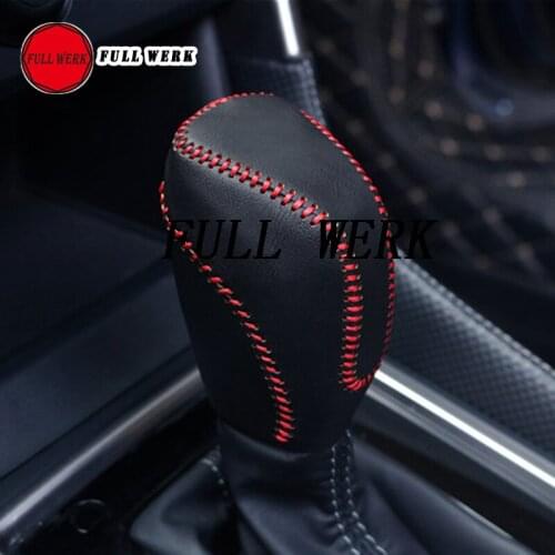 1pc Leather Car Gear Shift Knob Cover Cap Hand Stitching Protector for Subaru Outback 2021 Interior Accessory