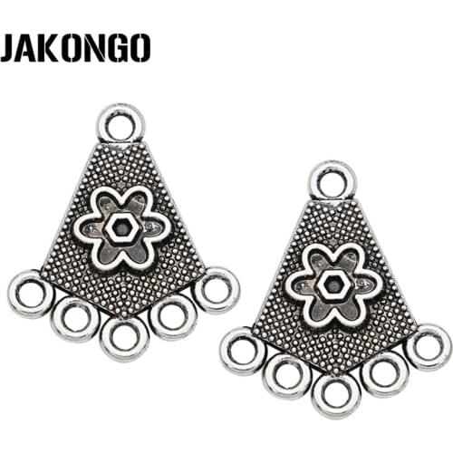 10pcs Antique Silver Plated Flower Charm Connectors for Jewelry Making Earrings Findings Accessories DIY Craft
