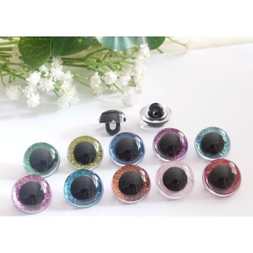 100pcs/lot new arrvial 12mm/13.5mm/15mm/16.5mm/18mm/21mm clear handscrew toy eyes button eyes+glitter Nonwovens --size option