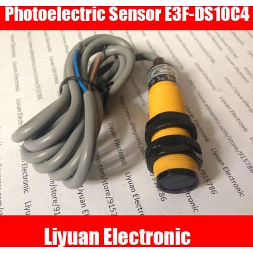 2pcs DC 3 Wire Fuse Type NPN NO Photoelectric Sensor E3F-DS10C4 / 18MM infrared sensor