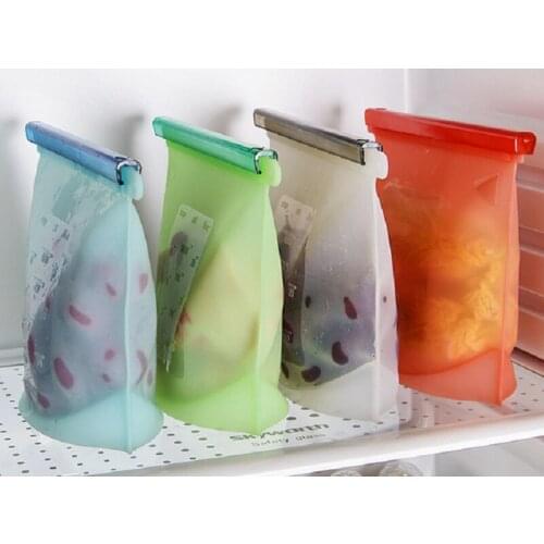 20pcs/lot 1500ML Reusable Silicone Vacuum Food Fresh Bags Wraps Fridge Refrigerator Food Storage Containers Kitchen Ziplock Bag