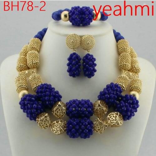 2020 Wholesale Nigerian Beads Wedding Jewelry Set Bridal Dubai Gold Color Jewelry Sets African Beads Jewelry Set BH78-1