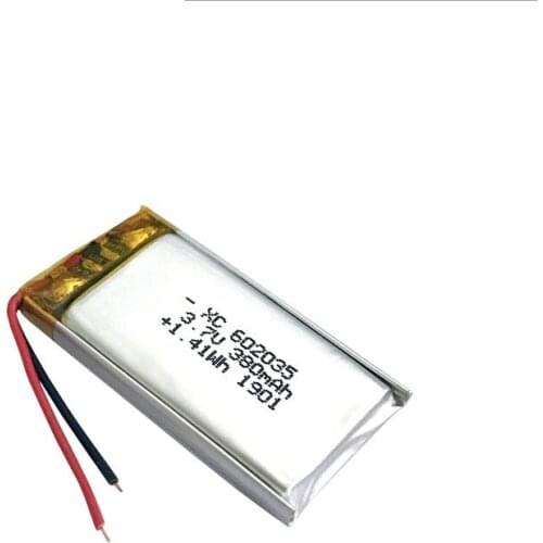 380mAh 3.7V 602035 lithium polymer Rechargeable battery For navigation recorder WiFi mp3 story machine stereo speaker massage