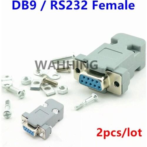 4 Set RS232 serial port connector DB9 female socket Plug connector 9 Pin copper RS232 COM adapter with Plastic Case DIY HY577