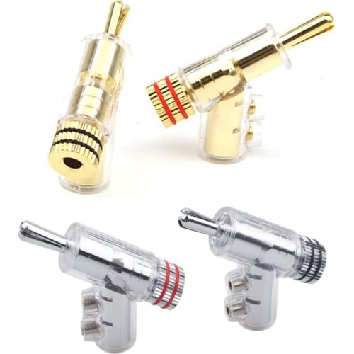 4pcs Hi-end Copper Brass gold-plated lockable cable Speaker Audio Jack Plugs screwing Banana Plug Connector Connectors