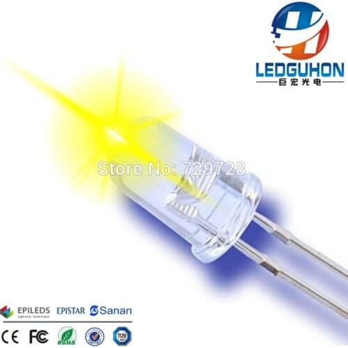 5mm round yellow light led for garden lights