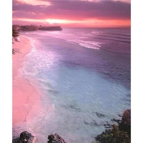 5D DIY Diamond Painting Full Circle Diamond Beach Wave Embroidery Set Cross Stitch Mosaic Decoration Gift