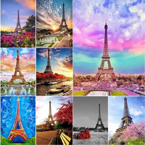 5D DIY Diamond Painting Eiffel Tower Landscape Full Drill Mosaic Handmade Art Embroidery Rhinestone Cross Stitch Kits Home Decor