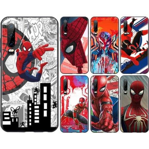 Marvel Avengers Spider-Man For Huawei P50 P40 P30 P20 P10 P9 P8 Lite E Pro Plus Lite Mini 2019 2017 Black Soft Phone Case