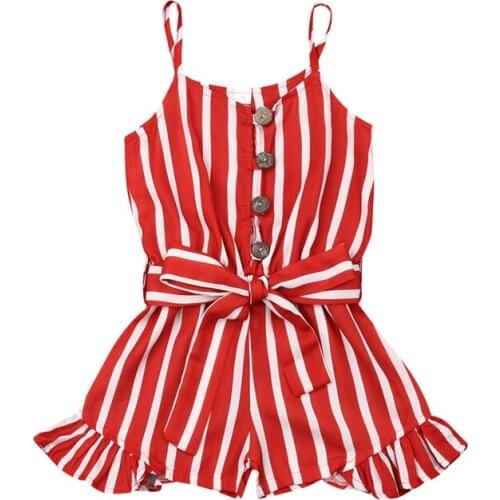 Toddler Kids Baby Girl Summer Striped Romper Clothes Childern Bowknot Strap Rompers Sunsuit Playsuit Jumpsuit Outfit Tops 3-8Y