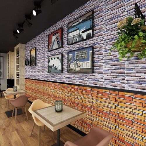 Home Decor 3D PVC Wood Grain Wall Stickers Paper Brick Stone wallpaper Rustic Effect Self-adhesive Home Decor Sticker Room