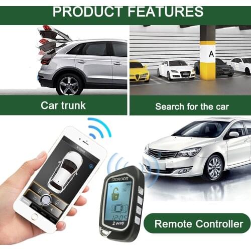 2 Way Car Alarm System 1600 feet Range With LCD Display Remote Engine Start Starter Tilt Sensor for Smart Key or Phone Control