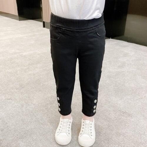 Girls Jeans Button Fly Jeans For Girls Solid Color Jeans For Kids Girls Casual Style Baby Girl Clothes Spring Autumn