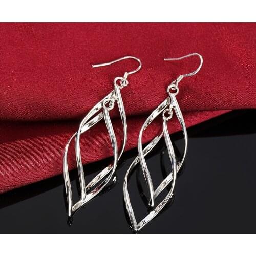 Hot fine High quality 925 Sterling Silver Hanging Drop long Earrings for Woman fashion party Jewelry wedding Christmas Gifts