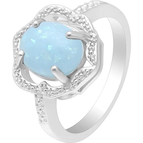 Hainon Trendy Fire Opal Finger Rings For Women Oval Shape Stylish Silver Plated Ring Set 2018 New Wedding Party Rings