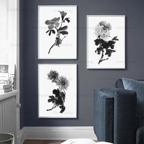 Canvas Painting Flower Chrysanthemum Peony Watercolor Wall Art Posters And Prints Nordic Style Pictures For Living Room Decor