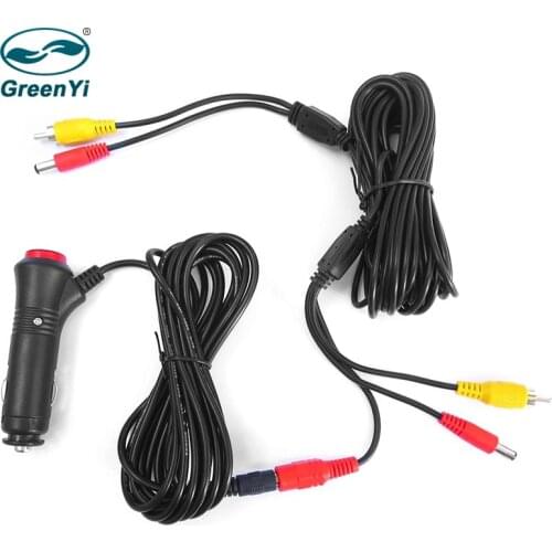 GreenYi 6m And 15m 12V Cigarette Lighter Power Supply Kit For Car Rear View Camera And Monitor With RCA Connection