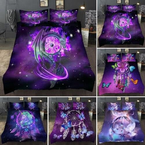 3D Dreamcatcher Dragon/Unicorn/Butterlfy Printing Bed Sets Duvet Cover Set, Pillow Cover 2/3 Pcs Bedding Set US/UK/AU 11 Size