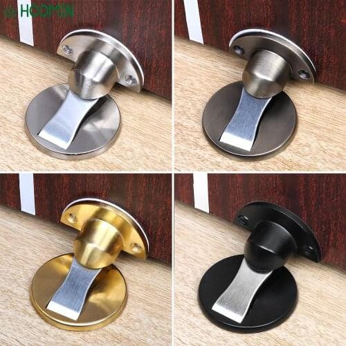 Magnetic Door Stops Hidden Door Holders Catch Floor 304 Stainless Steel Door Stopper Furniture Hardware Nail-free Doorstop
