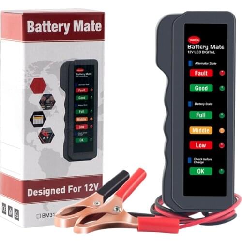 Mini 12V Car Battery Tester Digital Alternator Tester 6 LED Lights Display Car Diagnostic Tool Auto Battery Tester For Car