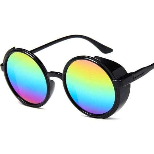 Fashion Mercury Lens Round Sunglasses Women Men shades Retro Steampunk Sunglasses Lady Vintage Plastic Sunglasses Mirror Lenses