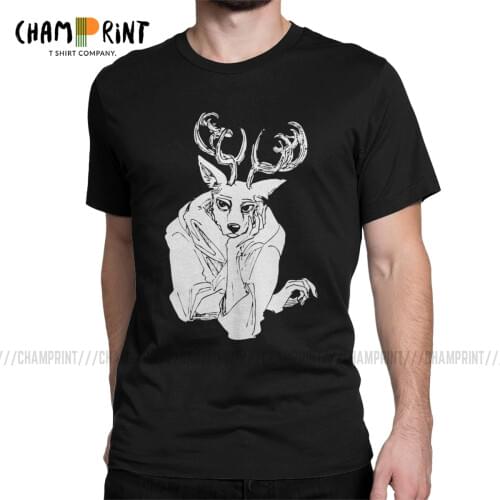 Mens T-Shirts Beastars Louis Anime Hipster Cotton Tee Shirt Short Sleeve Wolf Animals Manga T Shirts O Neck Clothes Gift Idea