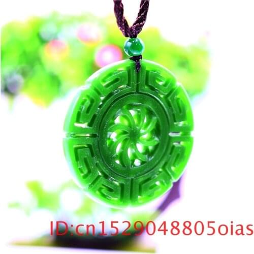 Jade Kaleidoscope Pendant Necklace Amulet Charm Women Gifts White Natural Carved Fashion Men Jewelry Accessories Double-sided