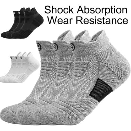 1Pair Men Running Stockings Thick Sweat Sweat-Absorbent Short Socks Outdoor Sports Walking Stockings Basketball Stockings