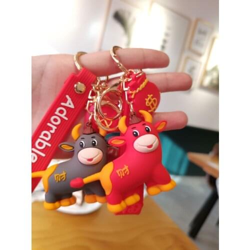 New Creative Cow Doll Key Chain Cute Cartoon Rich Cow Bag Key Chain Gift Car Key Ring K4207