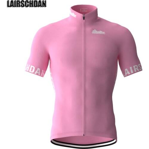 LairschDan Solid Pink Cycling Jersey Short Sleeve Men Summer Mountain Bike Clothing Racing MTB Bicycle Clothes Shirt Sports Top