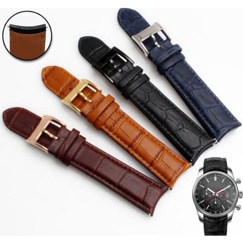 Genuine leather watchband for C-itizen S-eiko wristband 20mm curve end cow leather black blue brown straps