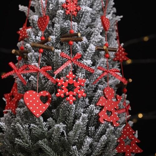 Christmas Decorations for Home Tree Long String Snowflake Angel Pendant Ornaments Carving Wooden Noel New Year Gifts Navidad