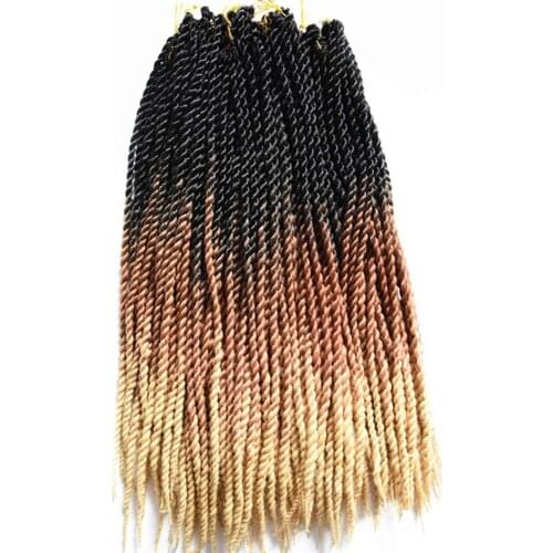 Ombre Senegalese Twist Braiding Hair Handmade 24Inch 100g Synthetic Japanese Fiber Black Blonde Purple Crochet Hair Extensions