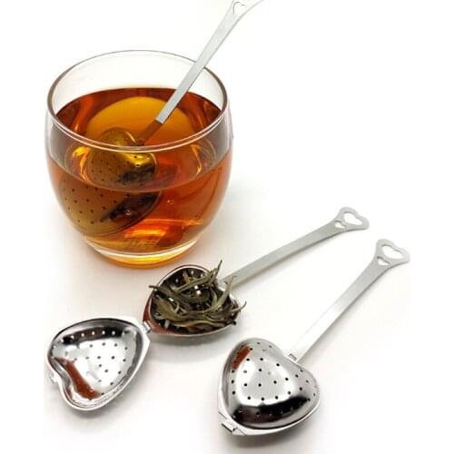 Stainless Steel Tea Infuser Heart Shape Mesh Tea Strainer Coffee Herb Spice Filter with Handle
