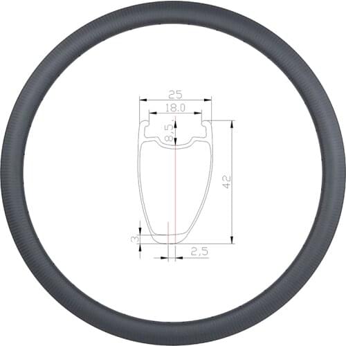 385g SUPER LIGHT 700c 42mm asymmetric road disc carbon rim U shape tubeless clincher 3K twill matte glossy 20H 24H 28H 32H 36H