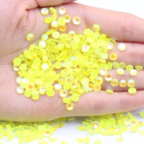 Luminous Rhinestones SS6-SS30 Glitter Glass 3D Charm Flatback Strass Fluorescence Lemon Yellow AB Beads Weeding Decorations