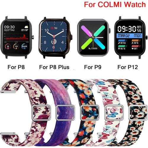 Printed Canvas Elastic Strap For COLMI P12 P10 P8 Plus SE Pro P9 Watch Band For COLMI V31/V23 Pro/Land 2S Adjustable Belt Correa