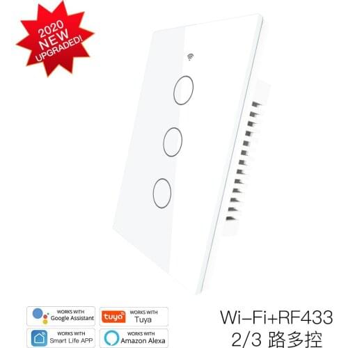 Wifi smart wall switch fast matching Bluetooth remote control APP tempered glass touch switch
