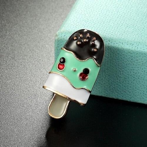 Zlxgirl jewelry Small Carton ice cream pin brooch womens statement punk hijab accessories perfect Enamel broches bouquet bijoux