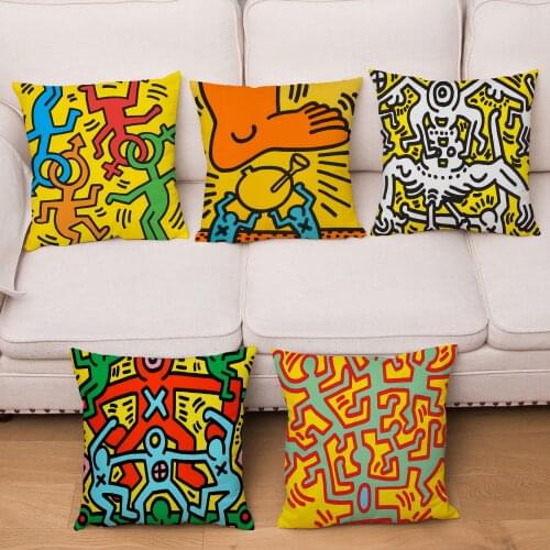 Funny Geometric Pattern Print Cushion Cover Kid Gift Soft Plush Pillowcase Sofa Home Decor Pillows Cases 50 Design