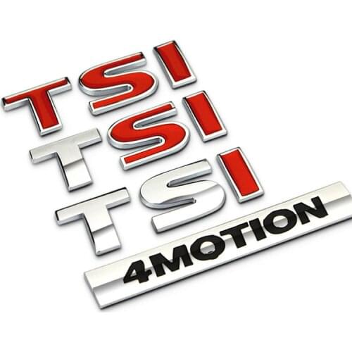 Red Silver TSI 4motion Zinc Alloy Car Styling Refitting Emblem Badge 3D Sticker Tail Discharge Capacity Mark for VW Volkswagen