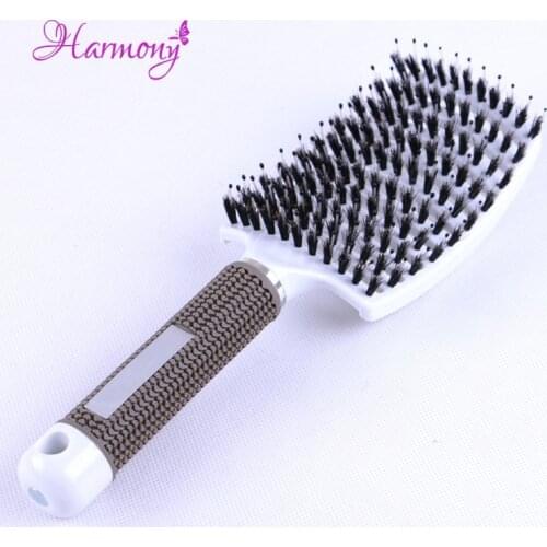 1pcs Anti-static Heat Curved Vent Comb Barber Salon Hair Styling Boar Bristle Brush Best For Detangling All Hair Types