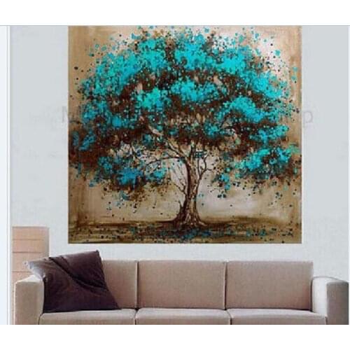 100% Hand Painted Tree Oil Painting On Canvas Abstract Modern Wall Art Unframed
