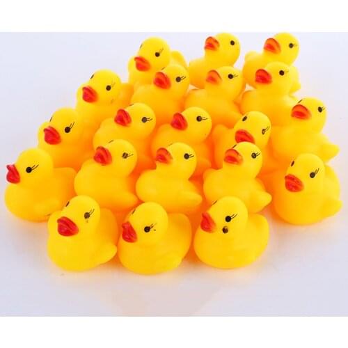 200pcs Cute Baby Bath Toys Floating Squeeze Animal Yellow Rubber Duck Toys Funny Bathing Water Game Race Ducks