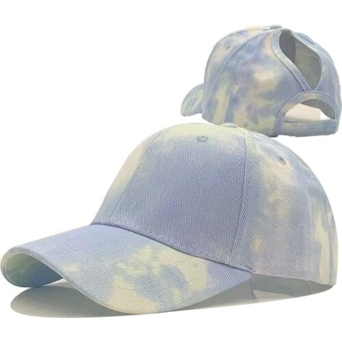 2022 Ponytail Baseball Cap Women Tie Dye Snapback Bone Hat Washed Cotton Spring Casual Sport Caps Adjustable Dropshipping